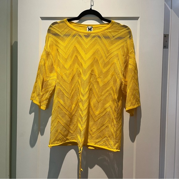 M Missoni Sunshine Yellow Chevron Knit Drawstring Hem Top - Picture 5 of 11